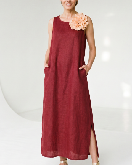 Rochie lunga A-line din in