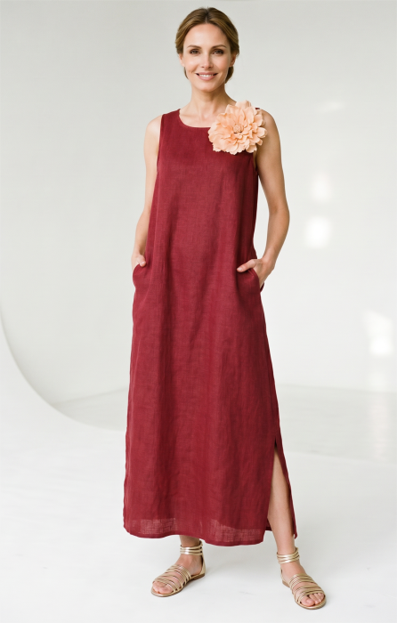 Rochie lunga A-line din in