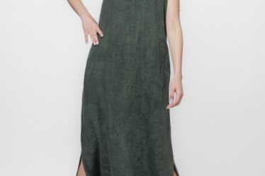Rochie lunga A-line din in