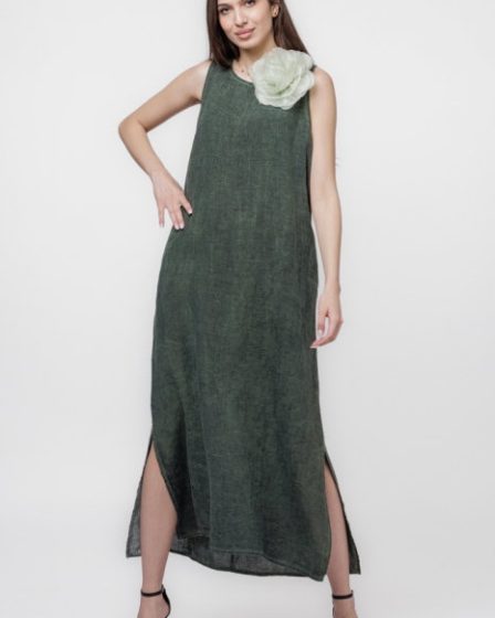 Rochie lunga A-line din in