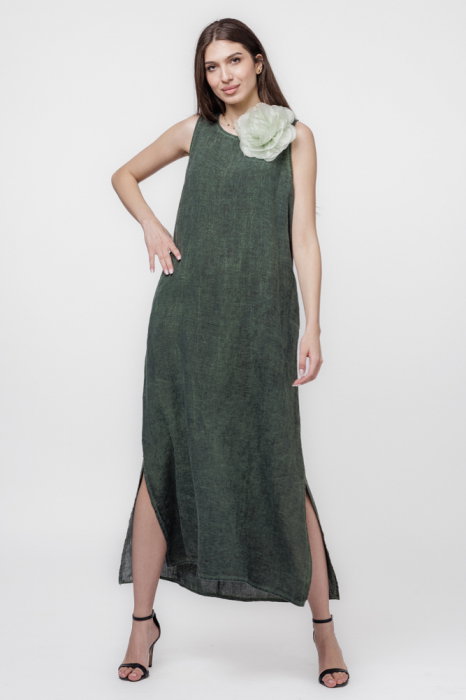 Rochie lunga A-line din in