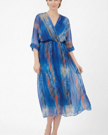 Rochie lunga dama din matase vaporoasa