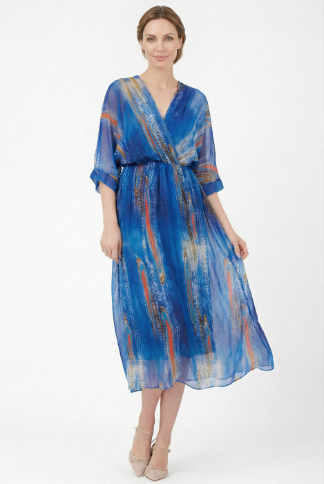 Rochie lunga dama din matase vaporoasa