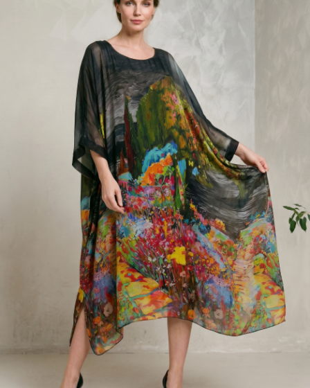 Rochie lunga dama din matase vaporoasa