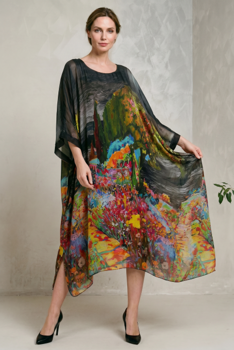 Rochie lunga dama din matase vaporoasa