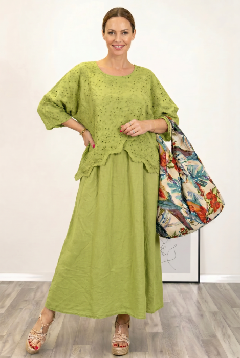 Rochie lunga din bumbac cu suprapunere