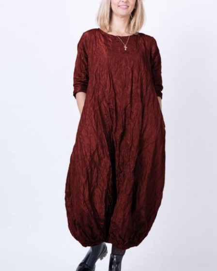 Rochie lunga gogosar din tafta cu memorie