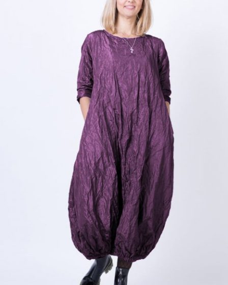 Rochie lunga gogosar din tafta cu memorie
