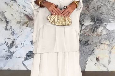Rochie lunga suprapusa din matase si vascoza