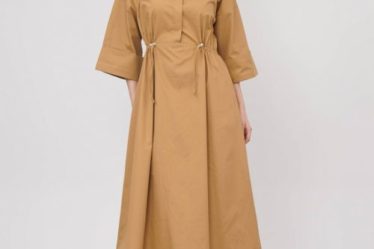 Rochie lunga tip camasa din poplin satinat de bumbac