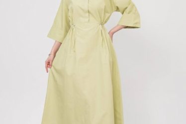 Rochie lunga tip camasa din poplin satinat de bumbac