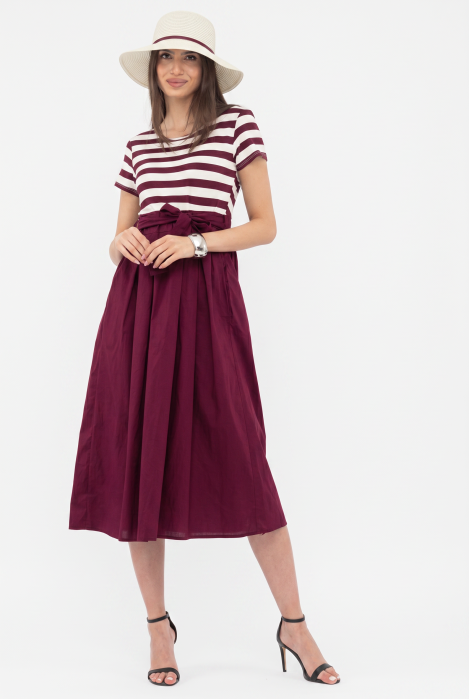 Rochie marinar din tricot cu dungi si poplin de bumbac