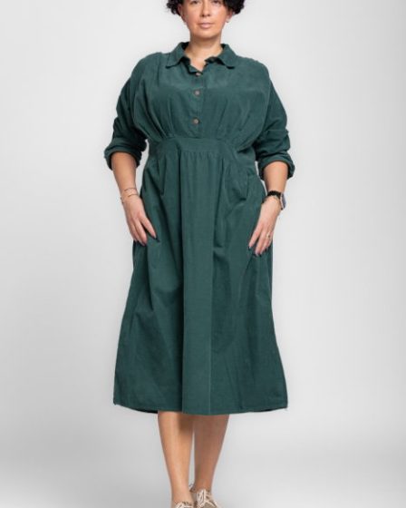 Rochie masura mare din catifea reiata taiata in talie