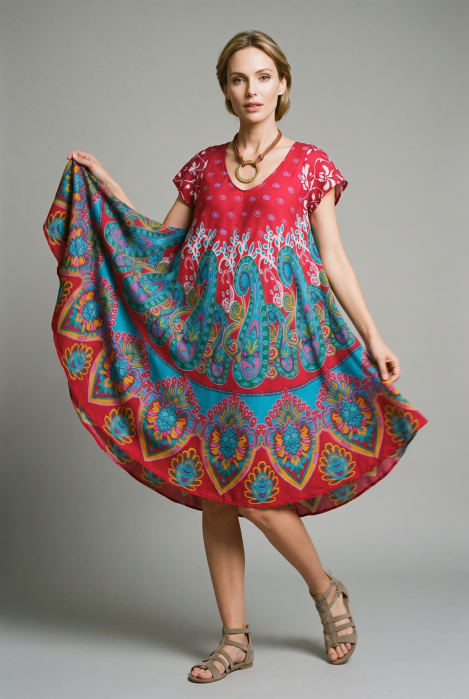 Rochie midi A-line cu imprimeu paisley