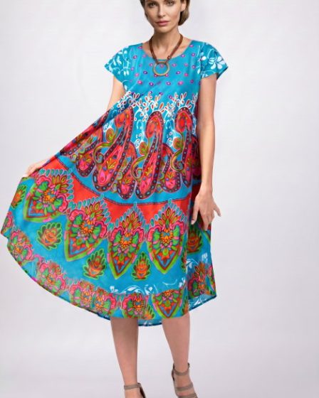 Rochie midi A-line cu imprimeu paisley