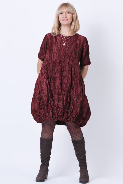 Rochie midi gogosar din tafta cu memorie