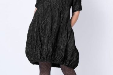 Rochie midi gogosar din tafta cu memorie neagra