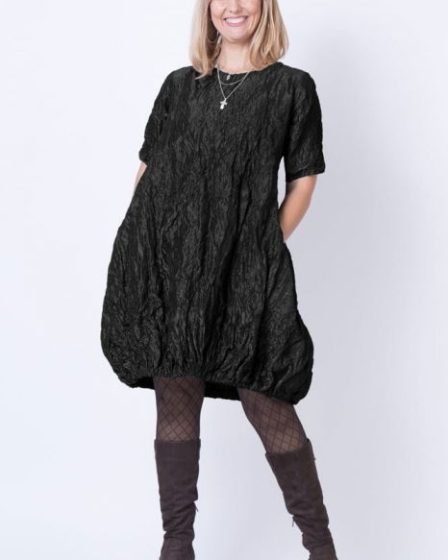 Rochie midi gogosar din tafta cu memorie neagra