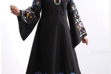 Rochie neagra din poplin de bumbac