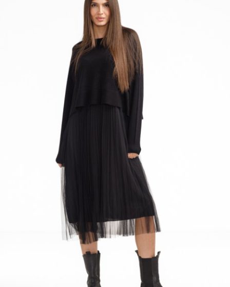 Rochie suprapusa din tulle  cu puloveras despicat la spate