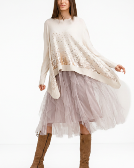Rochie suprapusa din tulle cu volane suprapuse