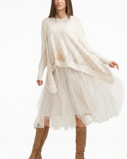 Rochie suprapusa din tulle plisat