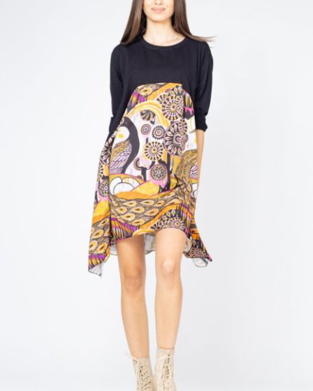 Rochie trendy cu imprimeu pauni