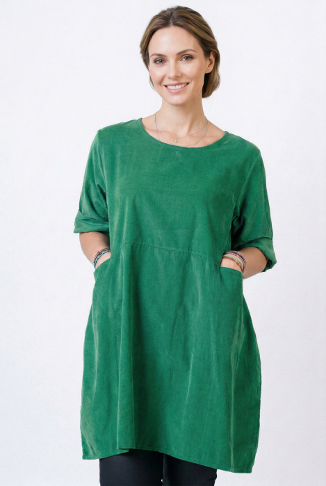 Rochie tunica din catifea reiata