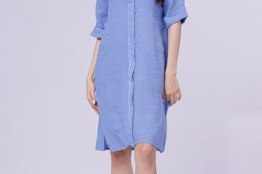 Rochie tunica din in bleu