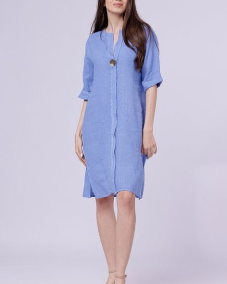 Rochie tunica din in bleu