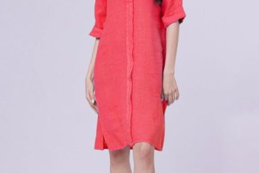 Rochie tunica din in fucsia