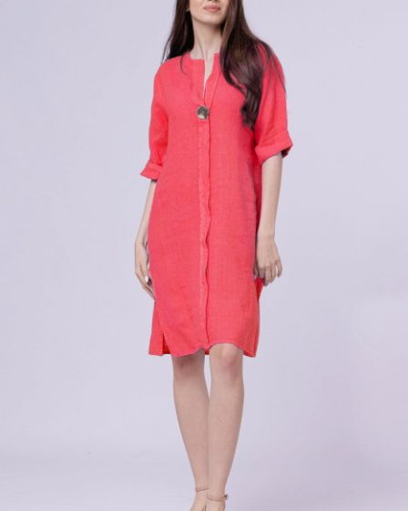 Rochie tunica din in fucsia