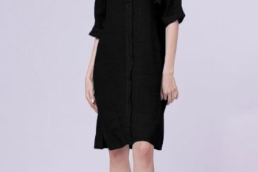 Rochie tunica din in neagra