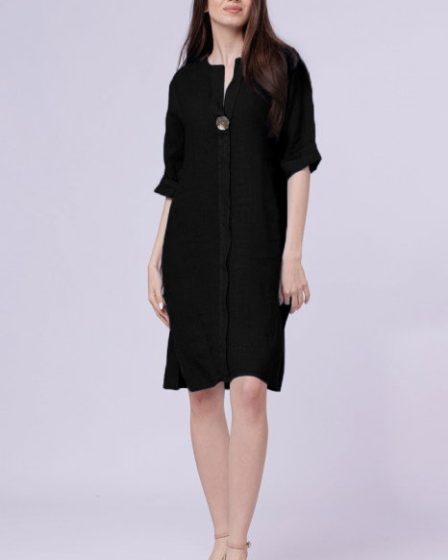 Rochie tunica din in neagra