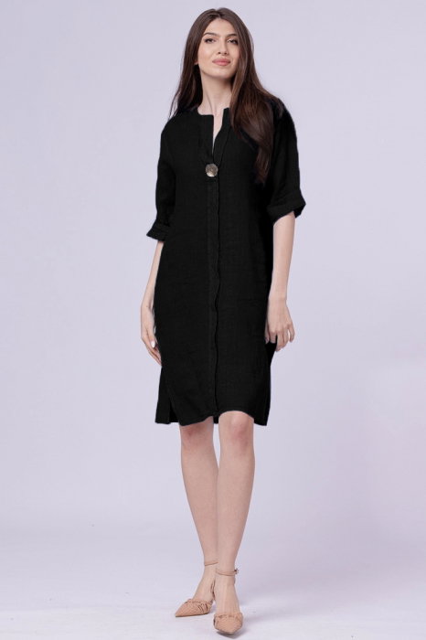 Rochie tunica din in neagra