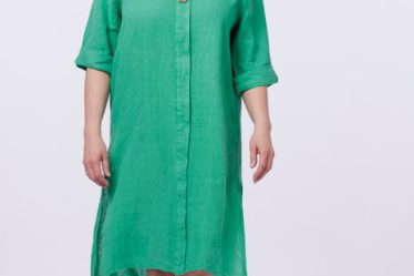 Rochie tunica din in verde
