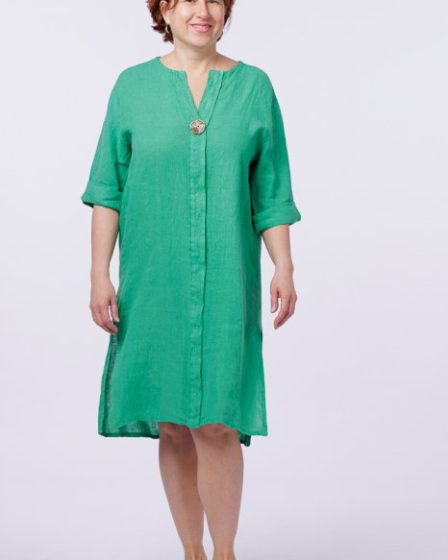 Rochie tunica din in verde