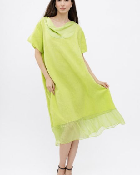 Rochie verde praz usor asimetrica A-line