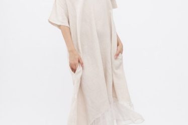 Rochie bej usor asimetrica A-line