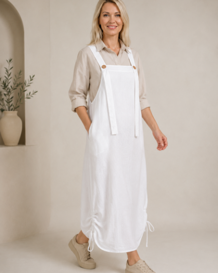 Rochie de vara tip sarafan lung cu bretele si snur reglabil