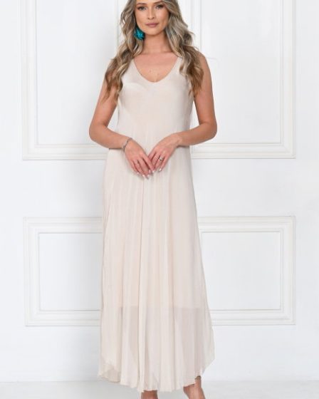 Rochie lunga din matase cu croi fluid si bretele fine