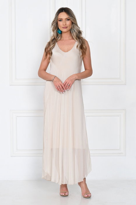 Rochie lunga din matase cu croi fluid si bretele fine