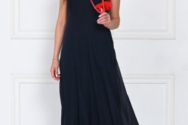 Rochie lunga din matase cu croi fluid si bretele fine