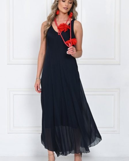 Rochie lunga din matase cu croi fluid si bretele fine