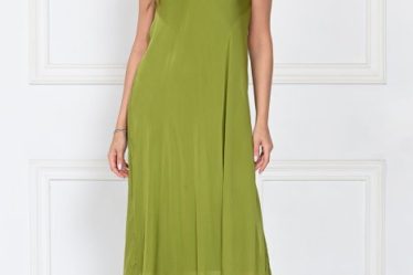 Rochie lunga din matase cu croi fluid si bretele fine