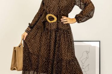Rochie maxi maro cu buline
