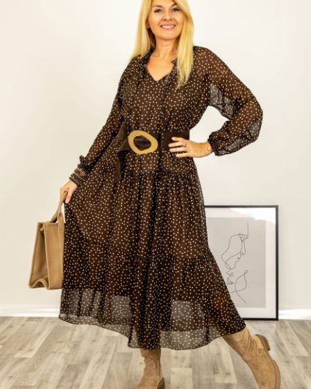 Rochie maxi maro cu buline