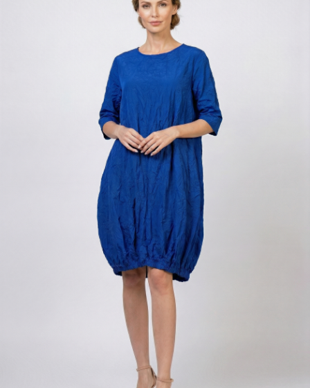 Rochie midi cu volum tip balon din tafta cu memorie
